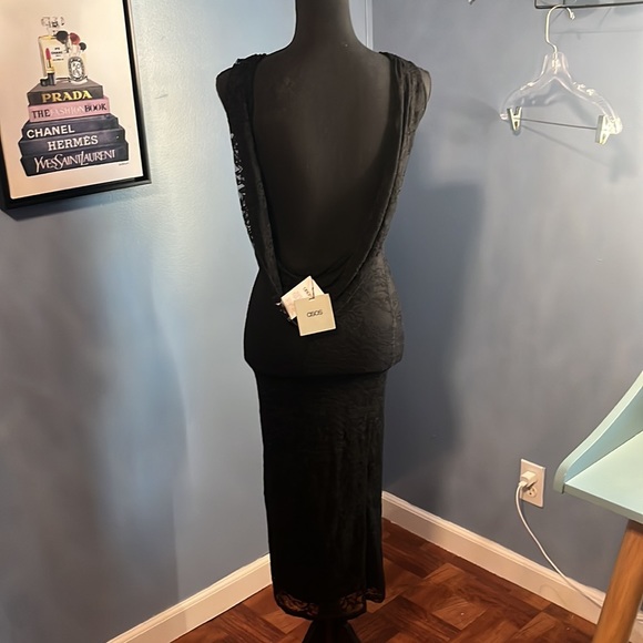ASOS black lace open back dress - Picture 3 of 5